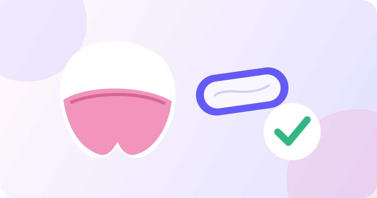 A simple gum line illustration with a nicotine pouch and a dental check symbol